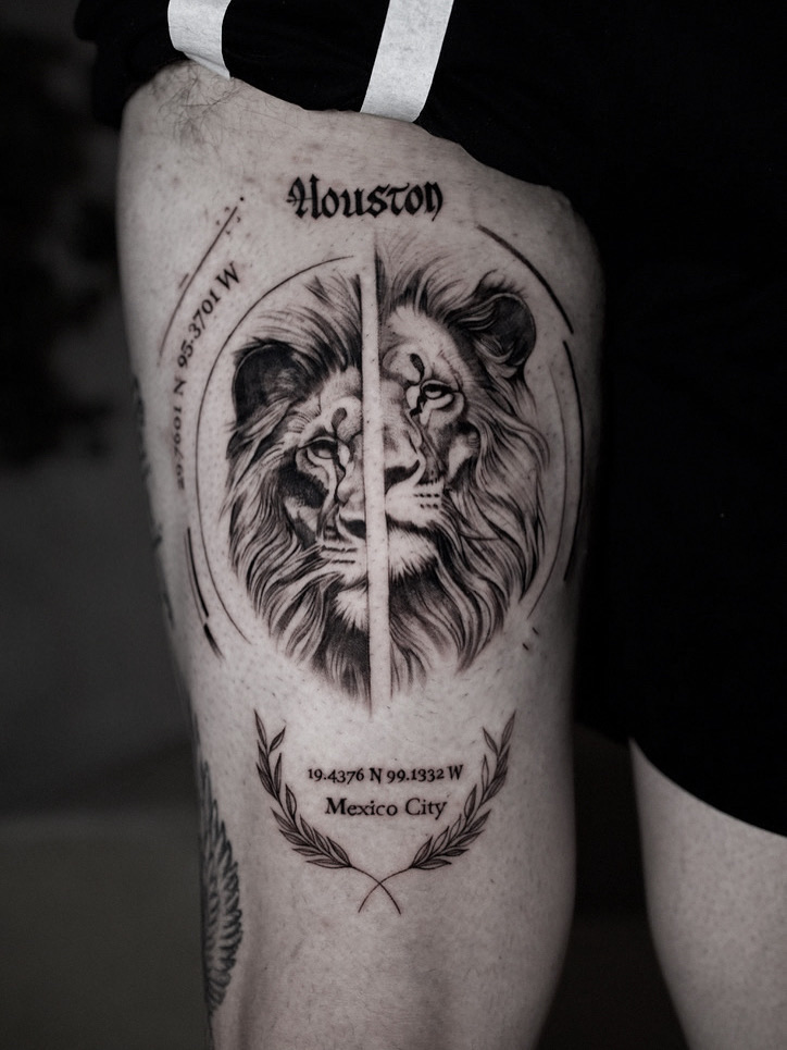 Lion - Black and Grey Tattoo by San Francisco Tattoo Artist ZKINK