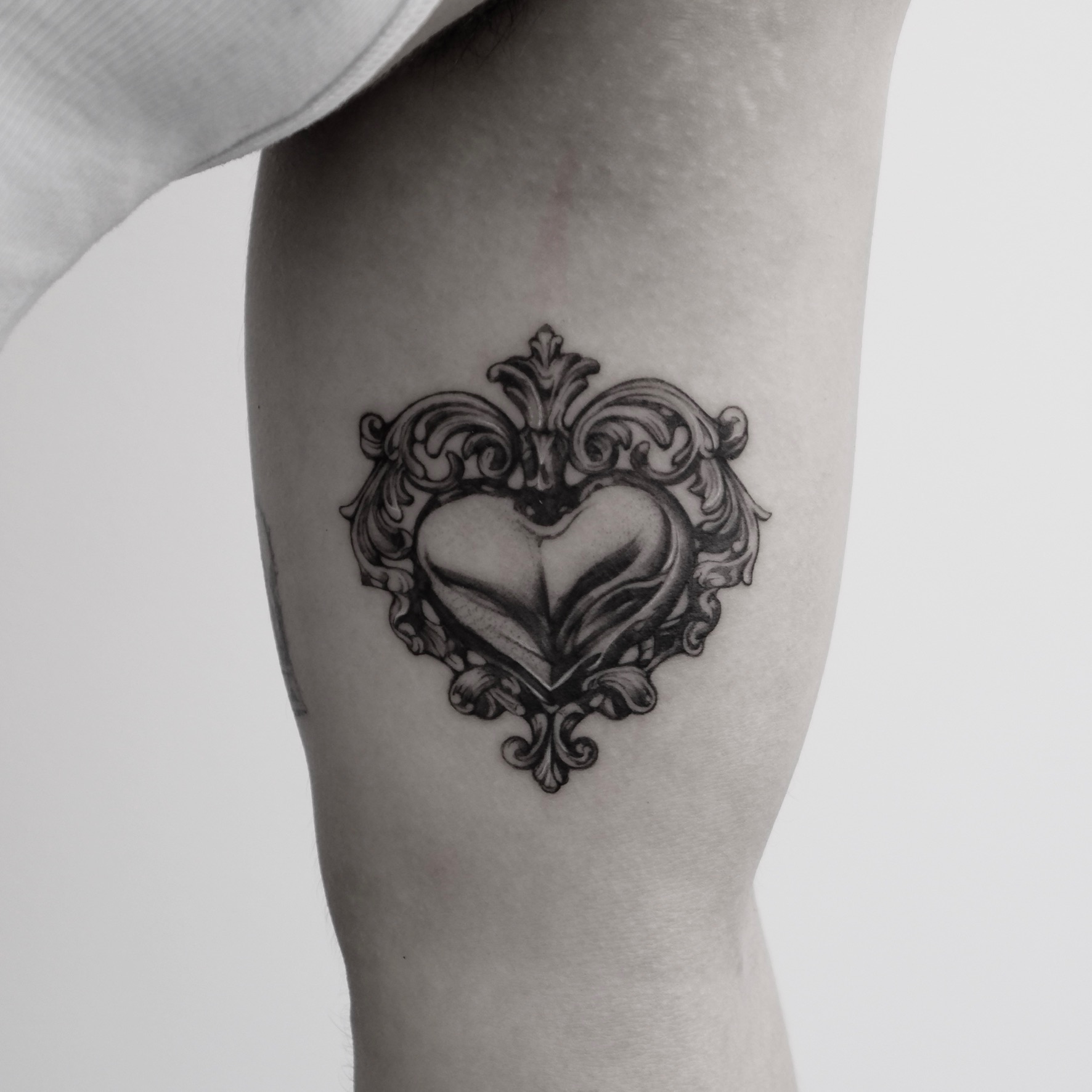 Ornate Heart - Black and Grey Tattoo by San Francisco Tattoo Artist ZKINK
