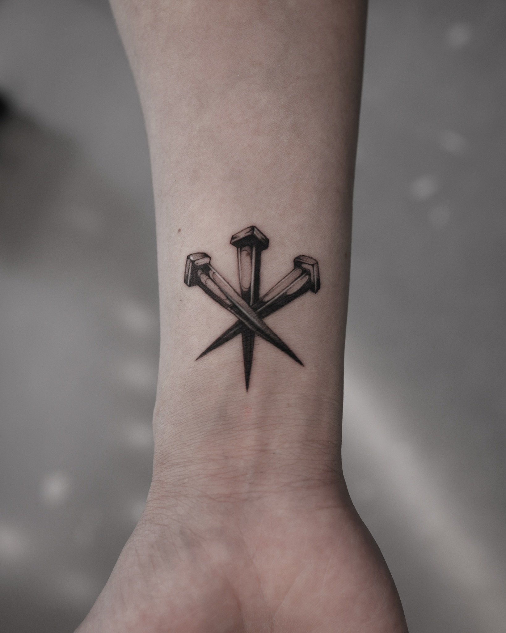 Nail - Black and Grey Tattoo by San Francisco Tattoo Artist ZKINK