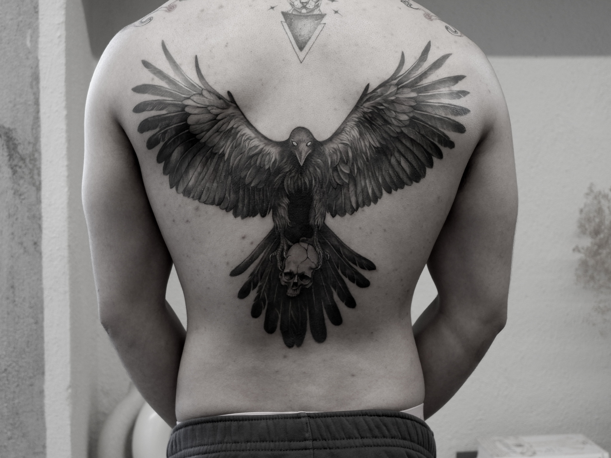 Crow Skull - Black and Grey Tattoo by San Francisco Tattoo Artist ZKINK