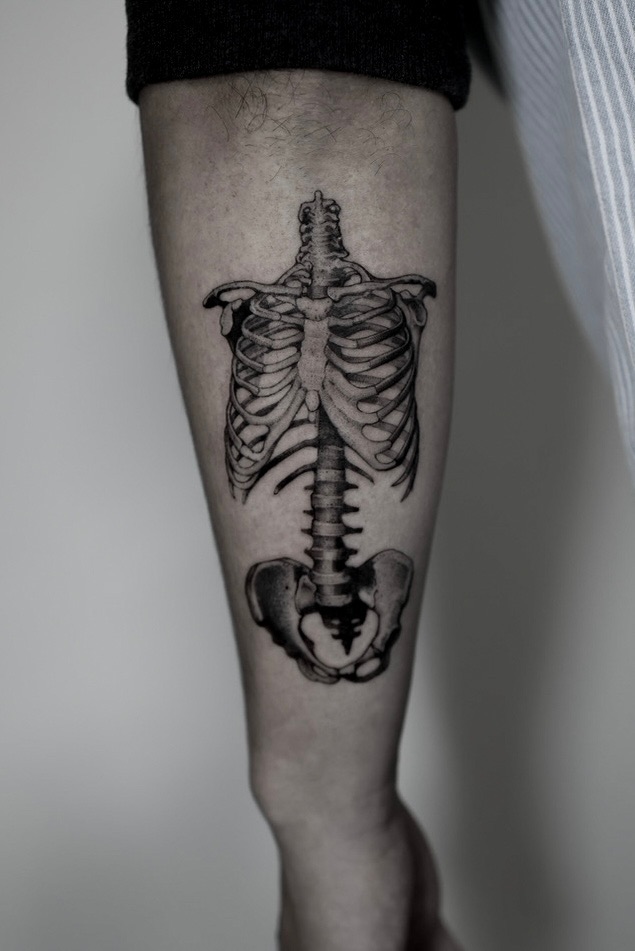 Spine - Black and Grey Tattoo by San Francisco Tattoo Artist ZKINK
