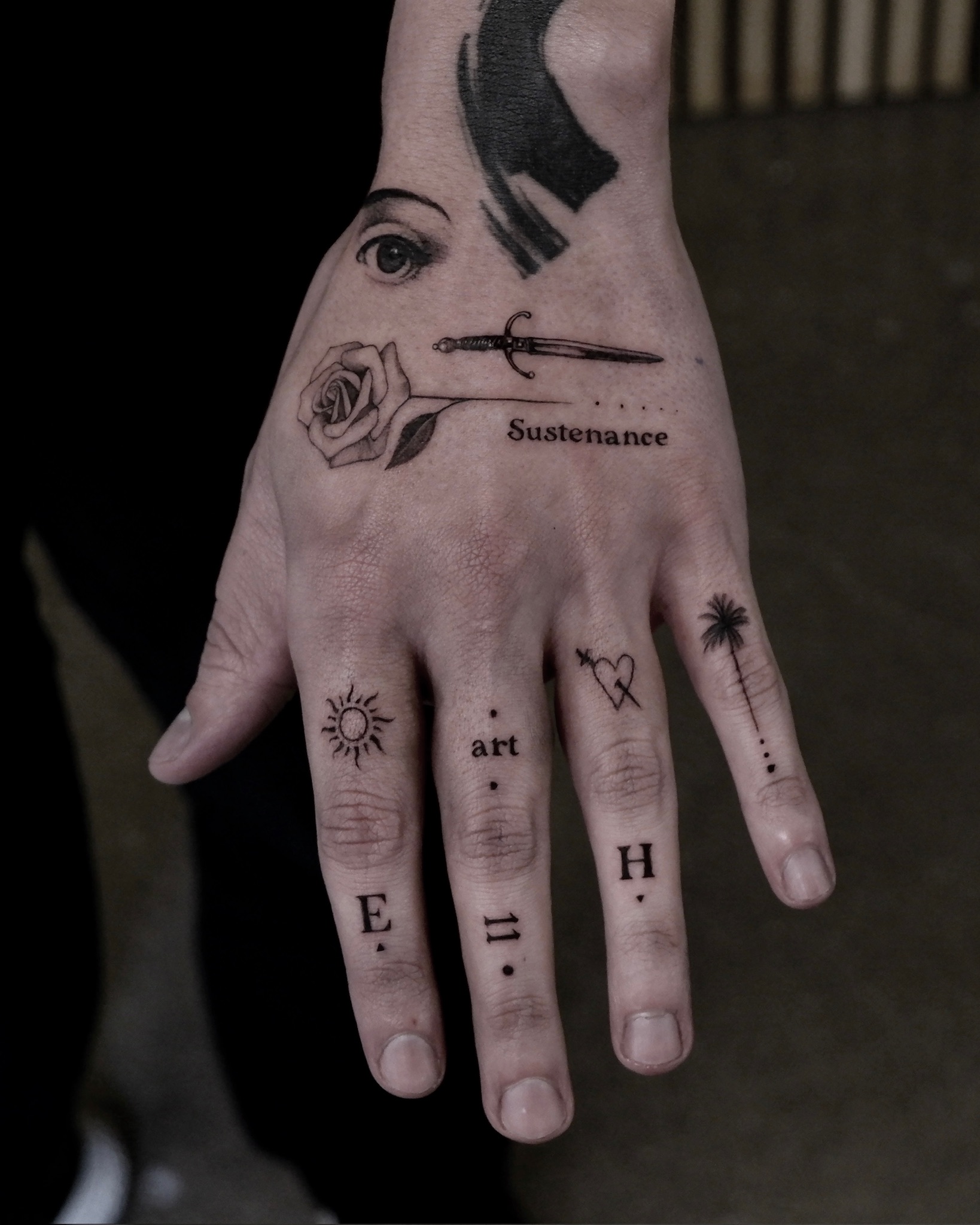 Hand Mini - Black and Grey Tattoo by San Francisco Tattoo Artist ZKINK